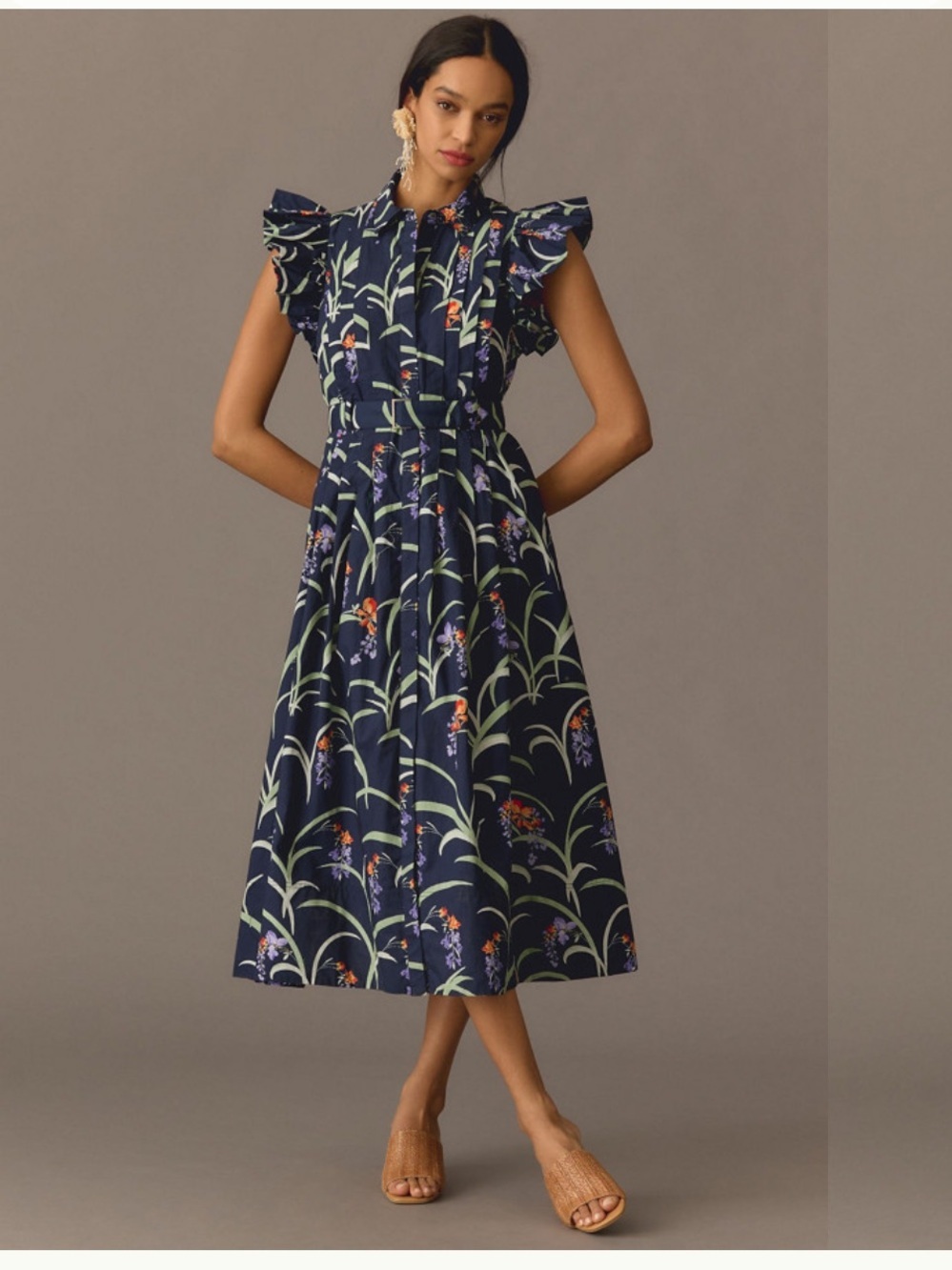 Maeve Ruffled Floral navy
Shirt Dress
Anthro $170 summer fall party